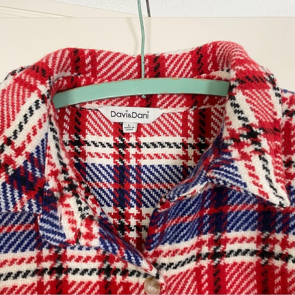 Oversized red, white and blue sweater jacket - Picture 2 of 7
